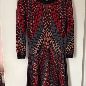 Aldo Martins Red and Black Long Sleeve Sweater Dress